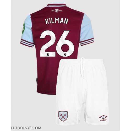 Camiseta West Ham United Max Kilman #26 Primera Equipación para niños 2024-25 manga corta (+ pantalones cortos)